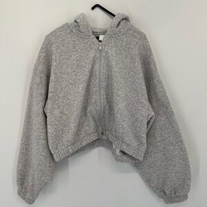H&M Cinched Oversized Semi Cropped Hooded Zip Wide Balloon Sleeve Jacket